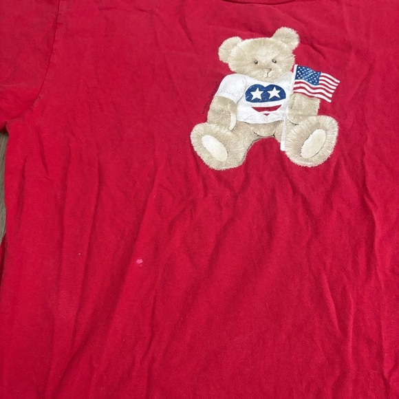 Vtg Northern Reflections Red Patriotic Teddy Bear T shirt Sz M/L USA - Picture 6 of 9